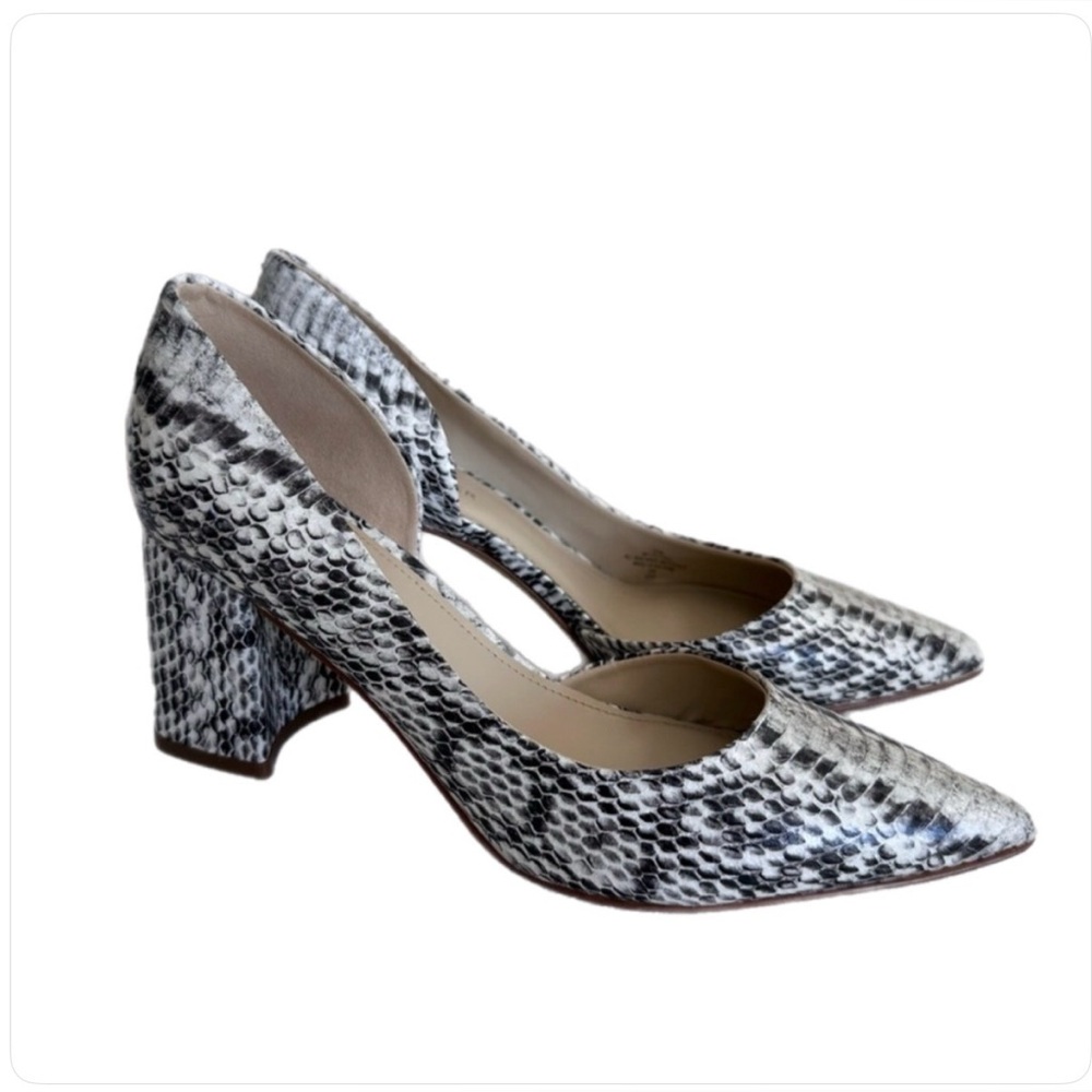 Marc Fisher Black and White Snakeskin Heels